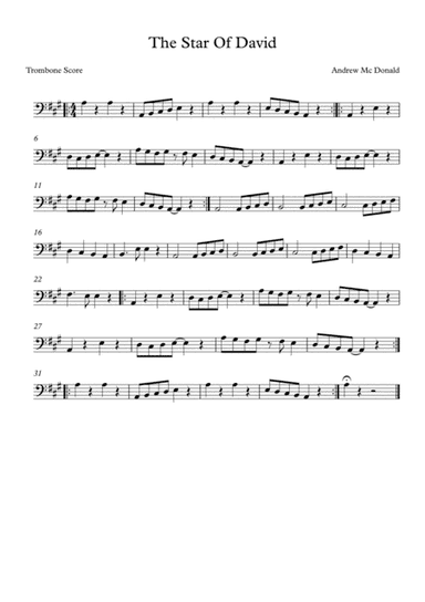 The Star Of David Bb Trombone Score