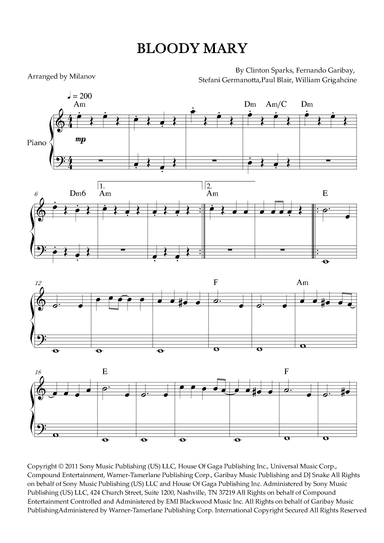 Bloody Mary (arr. Milanov)