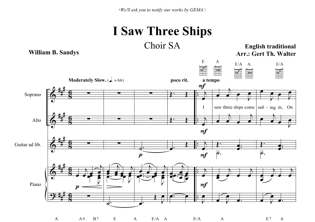I Saw Three Ships (arr. Gert Th. Walter)