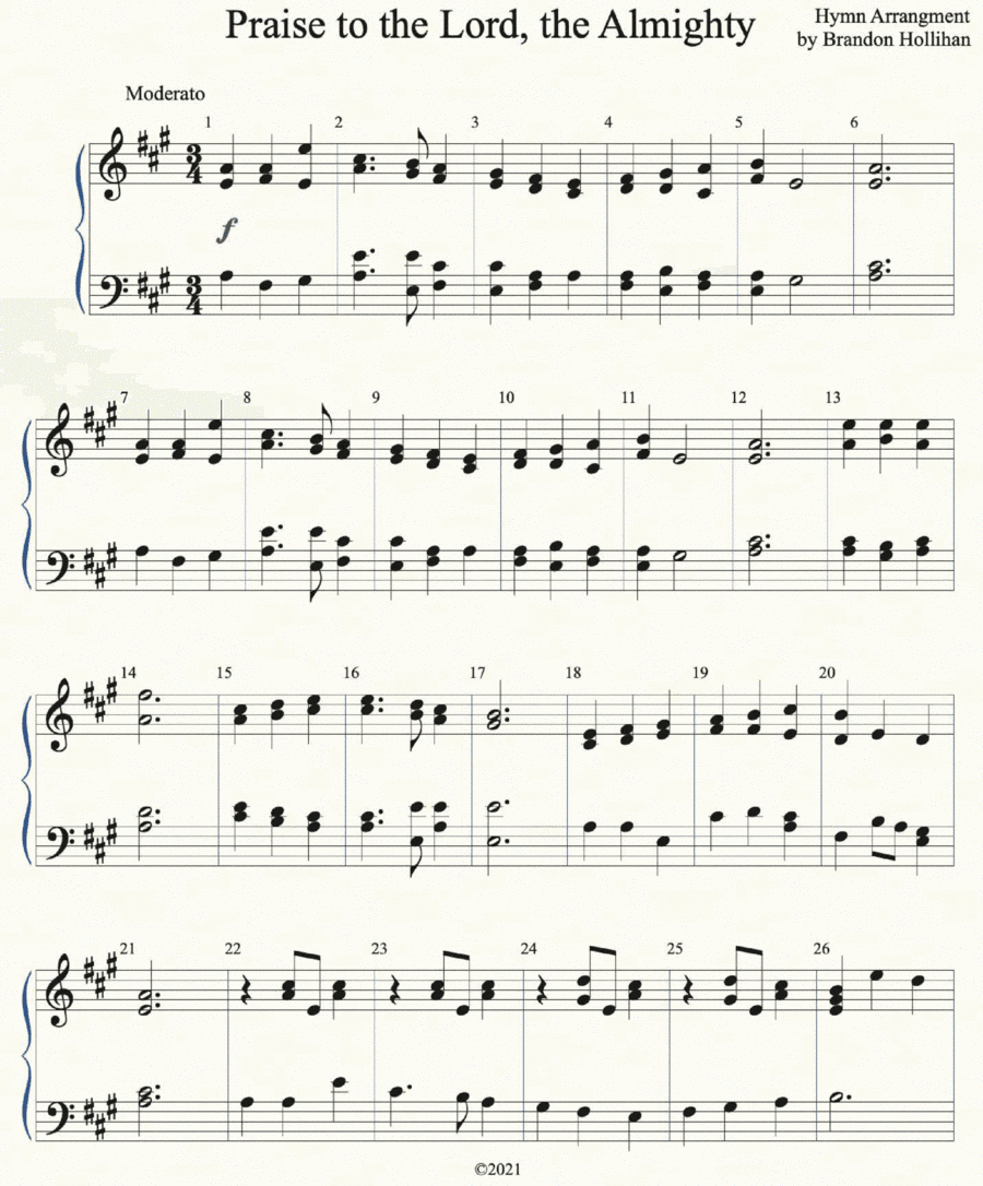 Praise to the Lord, the Almighty (handbell choir arrangement) (arr. Brandon Hollihan)