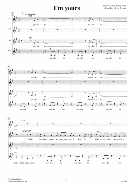 I'm Yours (arr. Jetse Bremer)