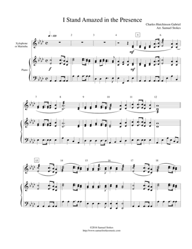 I Stand Amazed in the Presence (My Savior's Love) - xylophone/marimba with piano accompaniment (arr. Samuel Stokes)