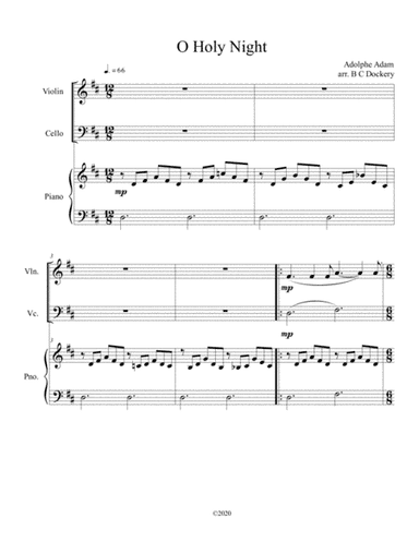 O Holy Night (violin and cello duet) with piano accompaniment (arr. B C Dockery)