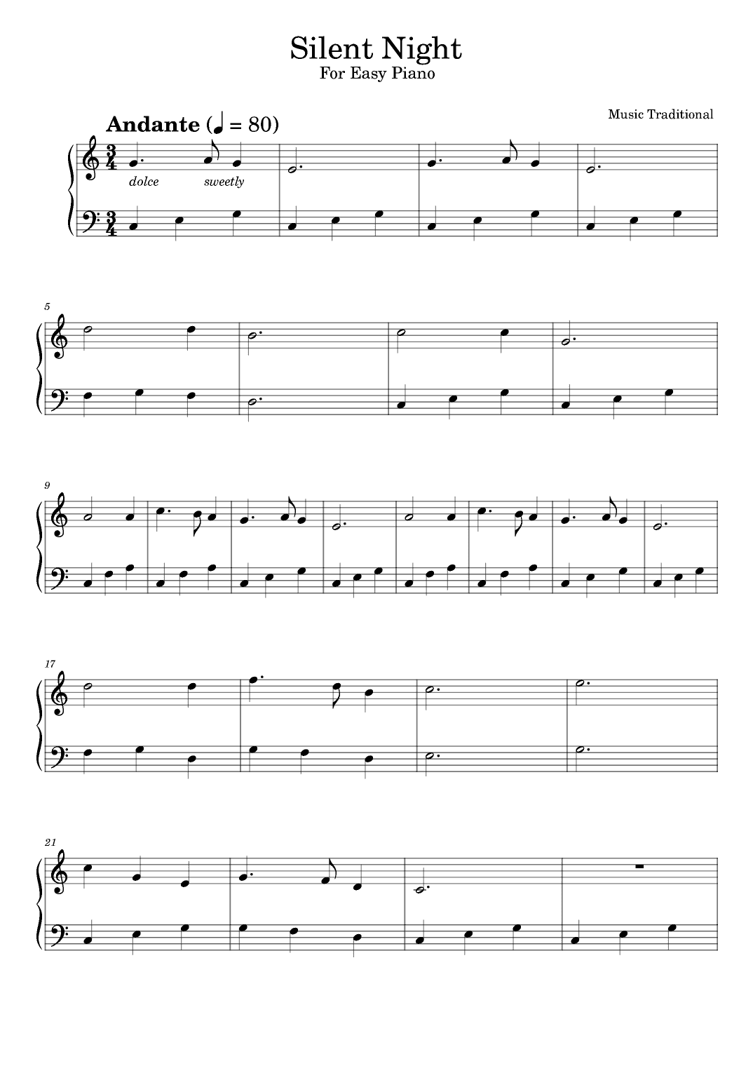 Silent Night  - For Easy Piano (arr. poon)