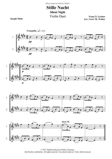 Silent Night (arr. Gert Th. Walter)
