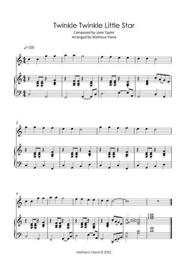 Twinkle Twinkle Little Star - Piano and Flute (arr. Matheus Viana)