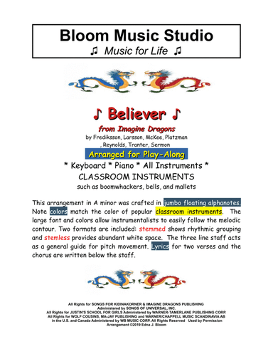 Believer - Score Only (arr. Edna J. Bloom)