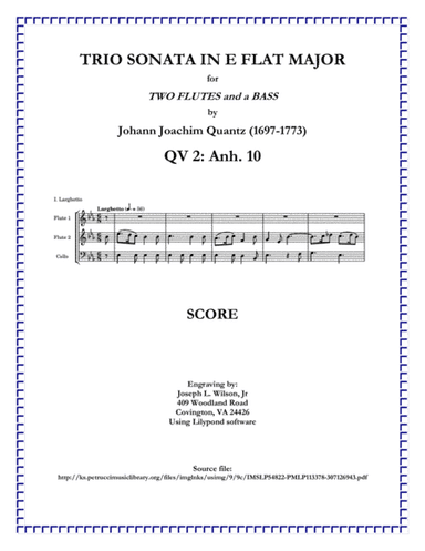 Quantz Trio Sonata in E Flat Major QV 2:Anh 10 (arr. Joseph L. Wilson, Jr.)