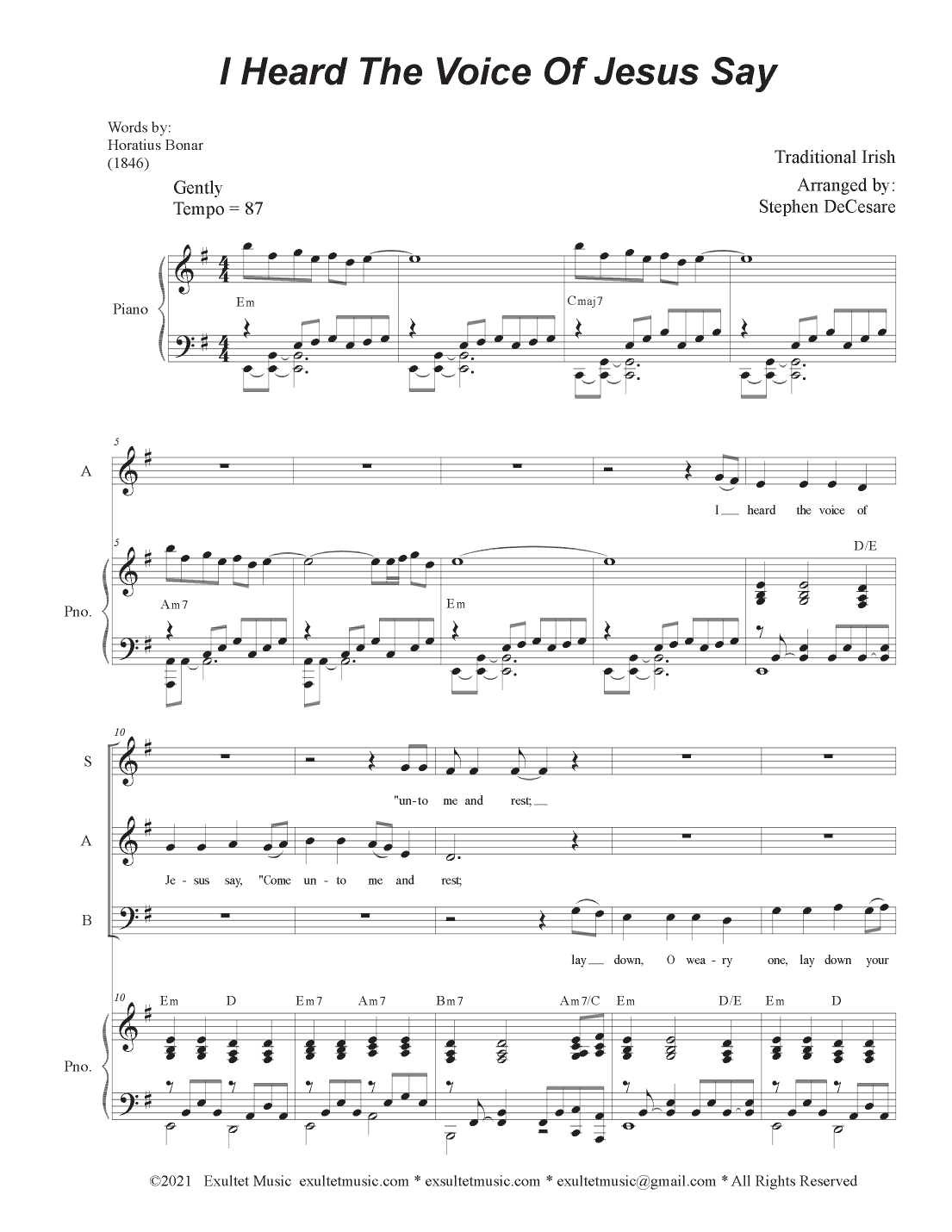 I Heard The Voice Of Jesus Say (SATB) (arr. Stephen DeCesare)