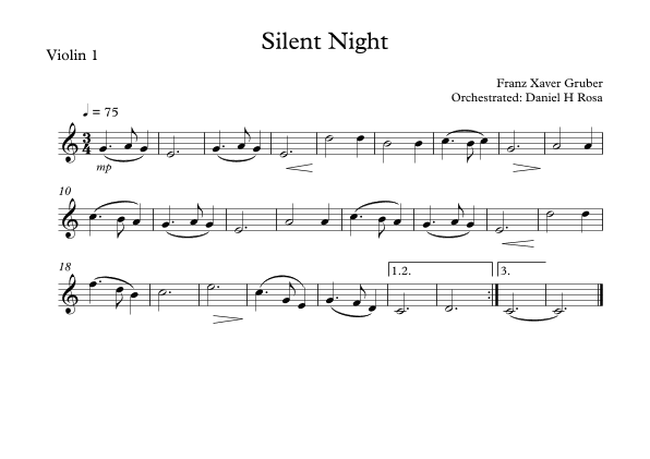 Silent Night - Christmas Carol - Violin (arr. Daniel H Rosa)