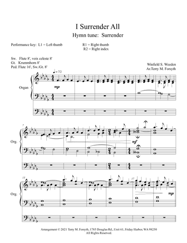 "I Surrender All", organ solo (arr. Terry M. Forsyth)