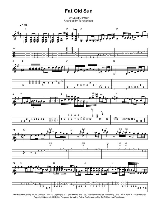 Fat Old Sun (arr. Tunescribers)