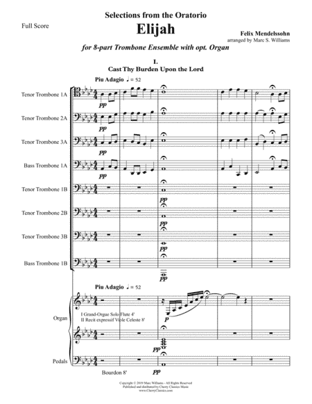 Elijah - selections for 8-part Trombone Ensemble and optional Organ (arr. Marc Williams)
