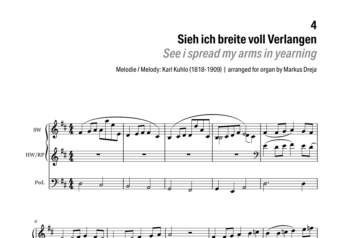 Easy Organ Preludes - leichte Orgelpräludien | Sieh ich breite voll Verlangen (arr. Markus Dreja)