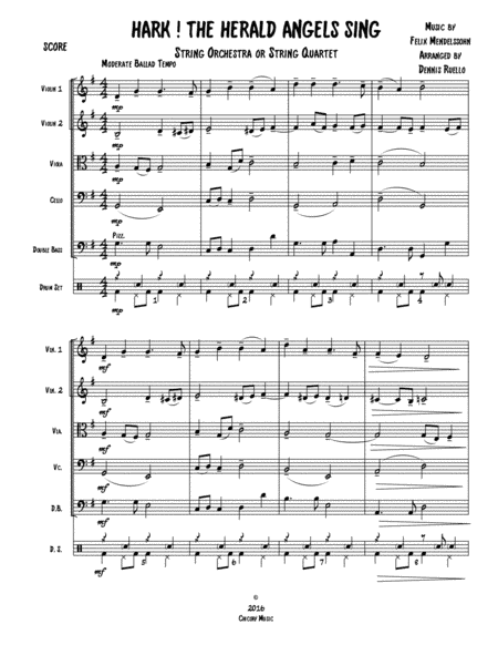 HARK! THE HERALD ANGELS SING - String Orchestra / String Quartet - Intermediate (arr. Dennis Ruello)