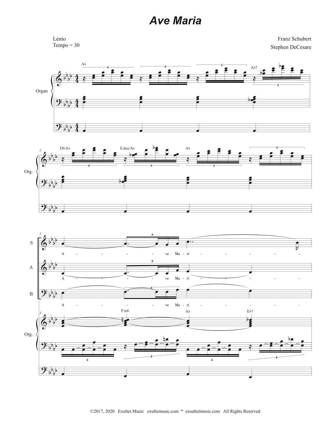 Ave Maria (SAB - (Organ Accompaniment) (arr. Stephen DeCesare)