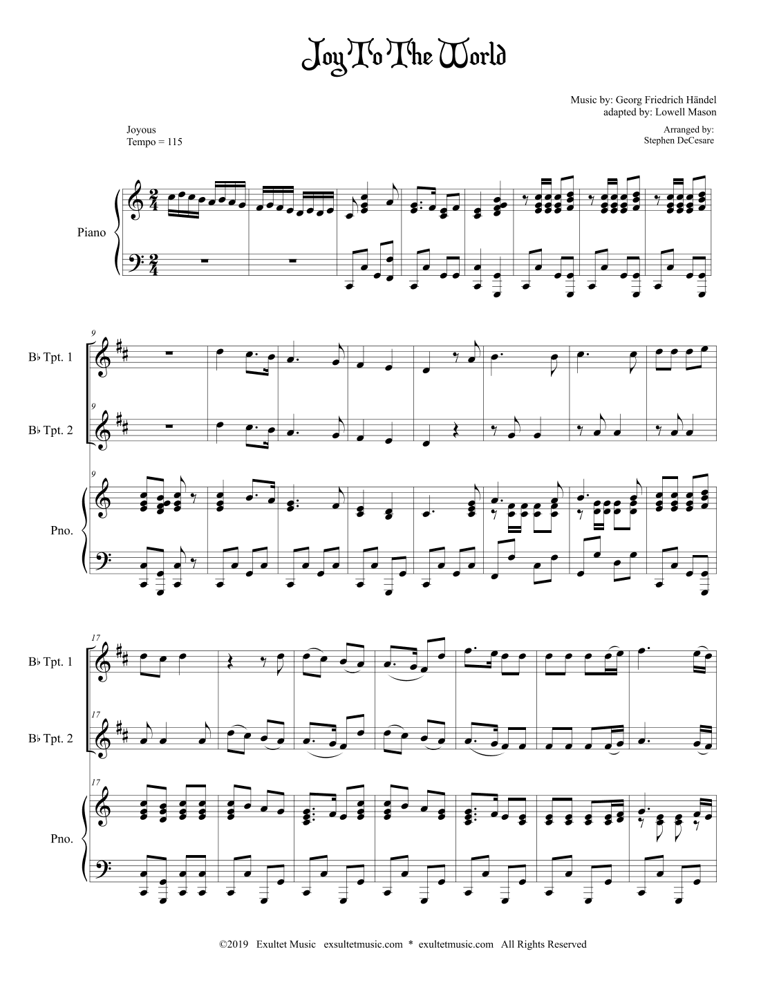 Joy To The World (Duet for Bb-Trumpet) (arr. Stephen DeCesare)