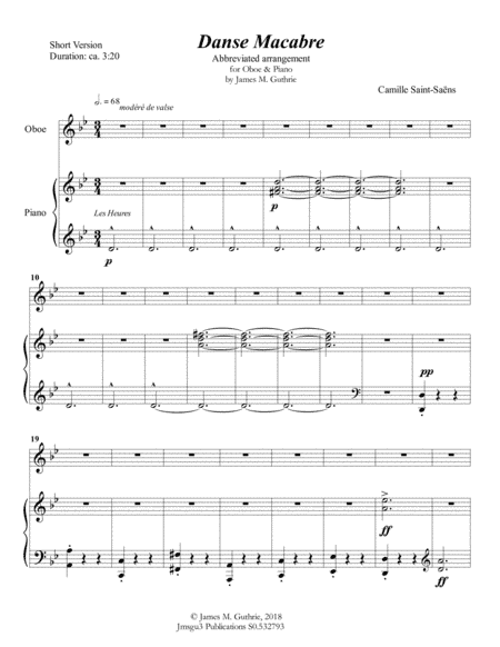 Saint-Saëns: Danse Macabre for Oboe & Piano Short Version (arr. James M. Guthrie)