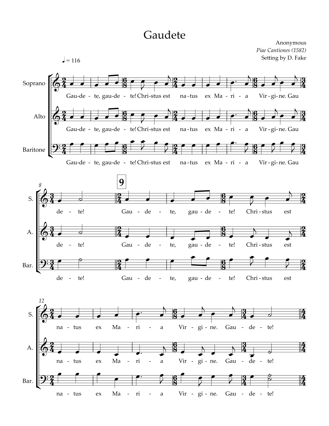 Gaudete (arr. Daniel Fake)