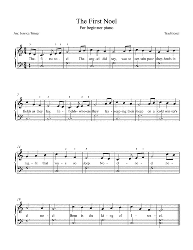 The First Noel for beginner piano (arr. Jessica Turner)