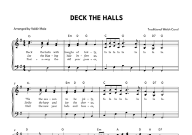 Deck The Halls - Piano in G Major (Chords and Lyrics) (arr. Valdir Maia)