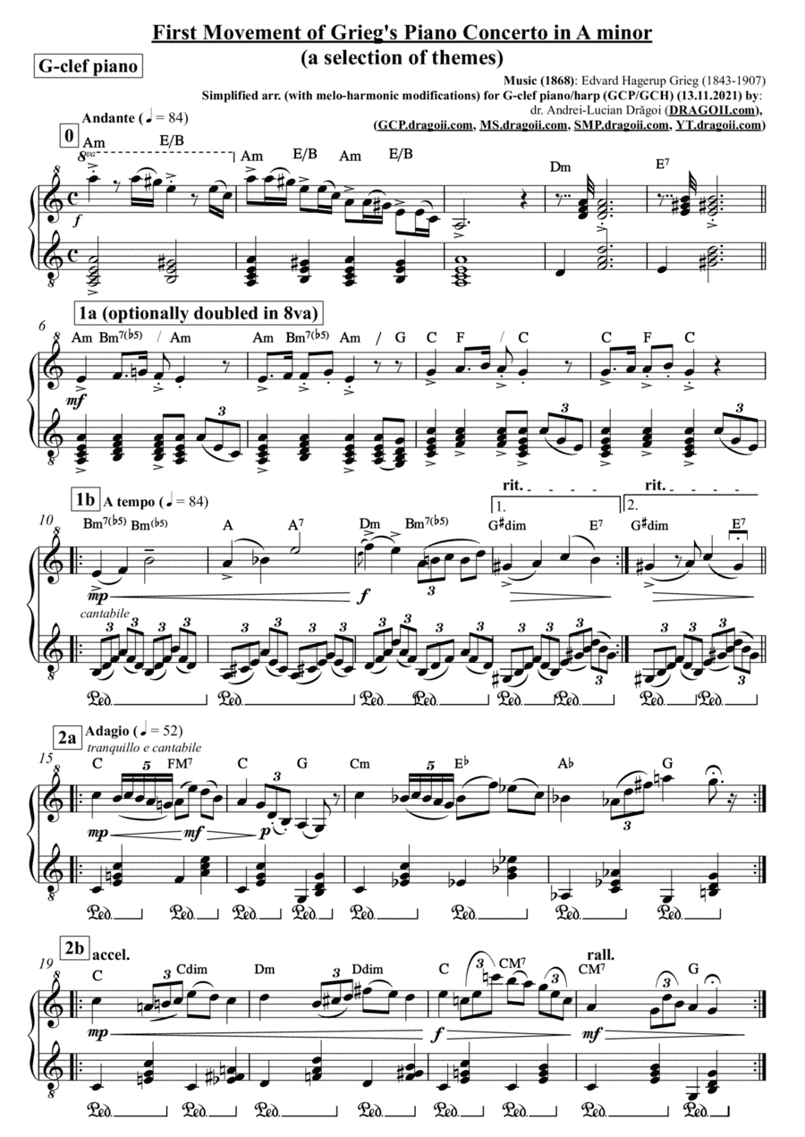 Grieg (Edvard) - First Movement of Grieg's Piano Concerto in A minor (a selection of themes) - simpl (arr. Andrei-Lucian Dragoi)