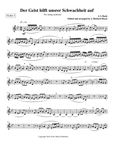 Der Geist/3rd violin part (arr. J. Richard Dixon)