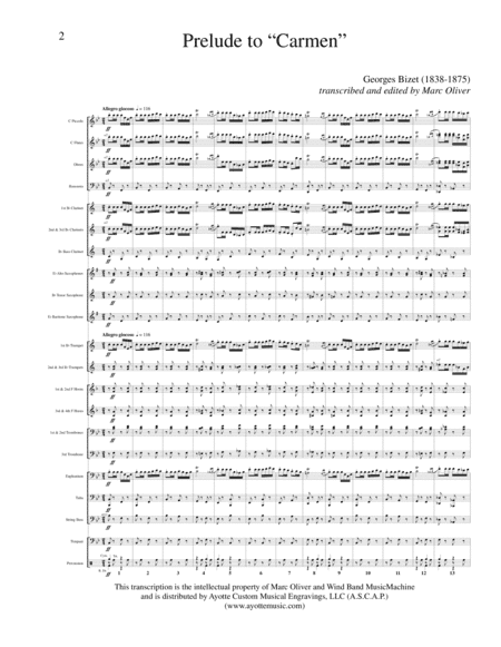 Prelude to Carmen (March of the Toreadors) transcribed for Concert Band (arr. Marc Oliver)