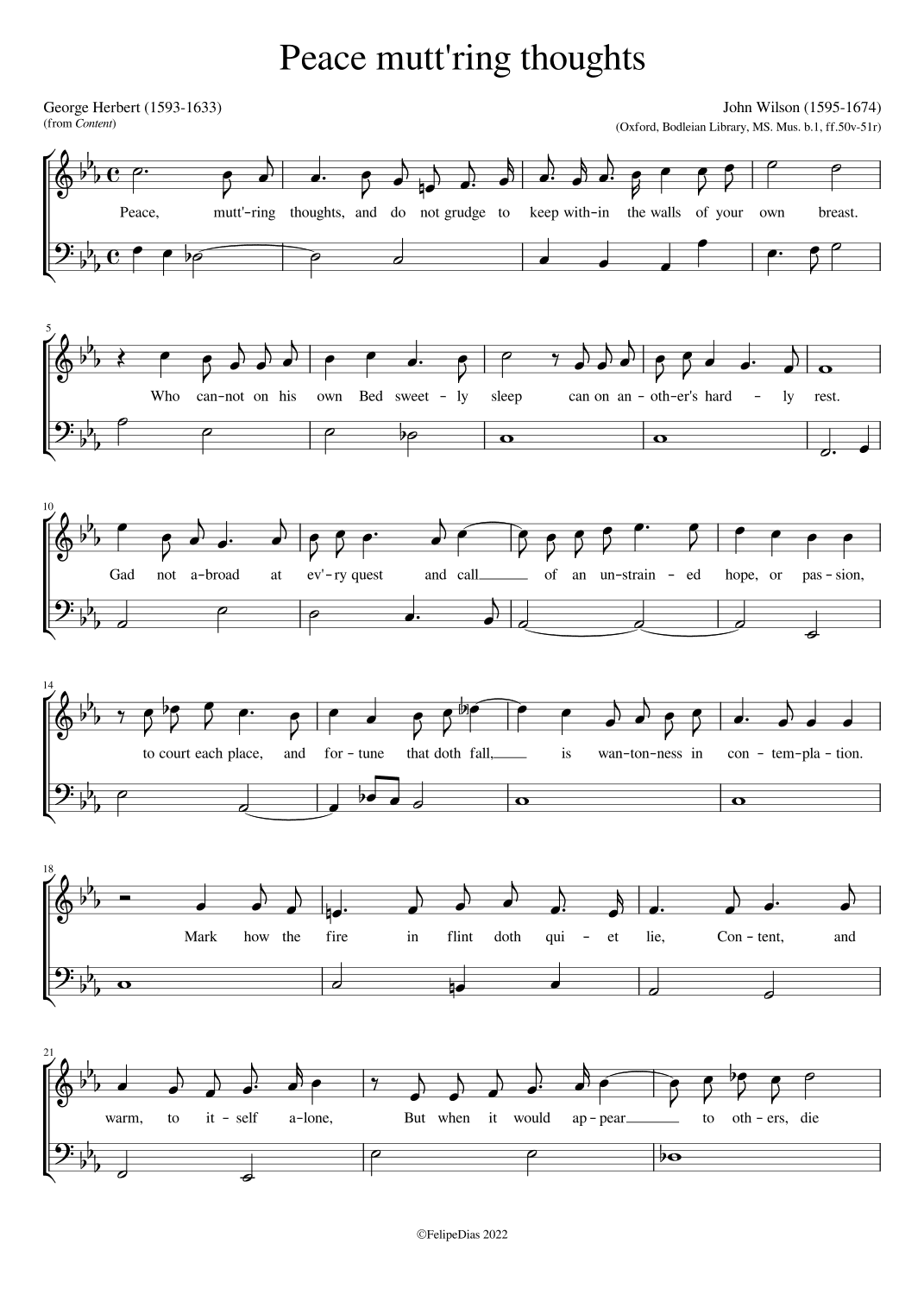 Peace mutt'ring thoughts (Content) (arr. Early Music Scores)