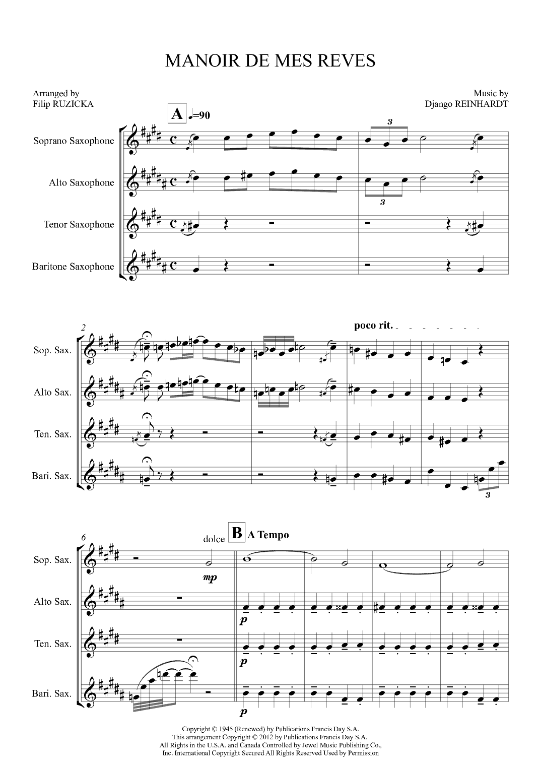 Manoir De Mes Reves (django's Castle) (arr. Filip Růžička)