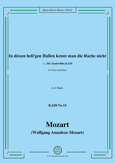 Mozart-Aria:In diesen heli'gen Hallen kennt man die Rache nicht,K.620 No.15,in A Major,for Voice and (arr. Open Cloud)