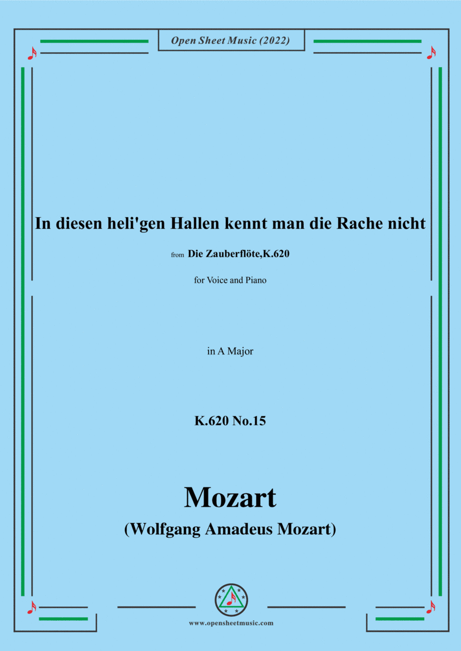 Mozart-Aria:In diesen heli'gen Hallen kennt man die Rache nicht,K.620 No.15,in A Major,for Voice and (arr. Open Cloud)