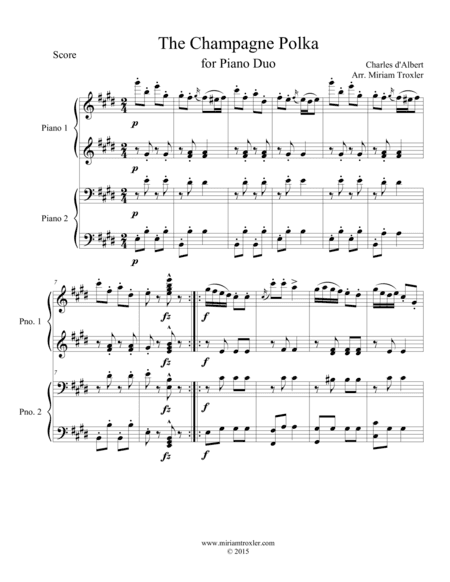The Champange Polka for Piano Duo (arr. Miriam Troxler)