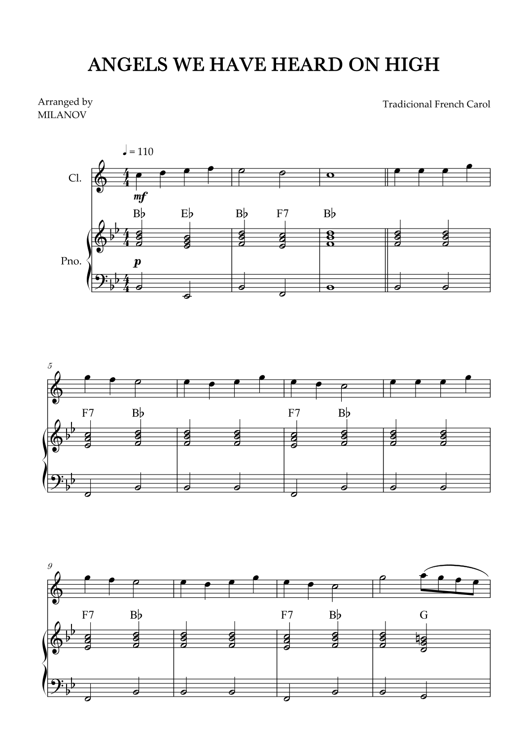 Angels We Have Heard on High | Christmas song | clarinet | easy beginner | Chords (arr. Milanov)