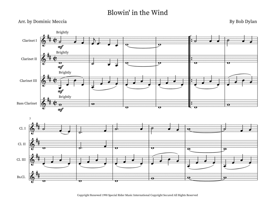 Blowin' In The Wind (arr. Dominic Meccia)