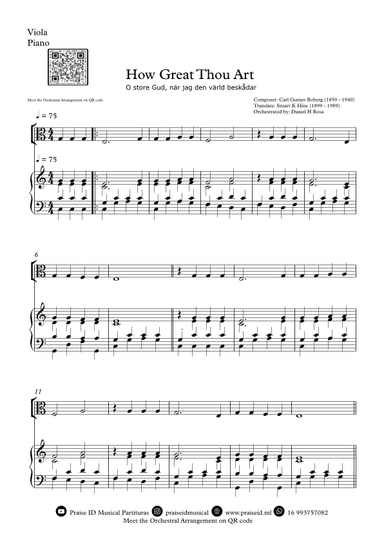 How Great Thou Art - "O store Gud." - Easy Viola and Piano (arr. Daniel H Rosa)