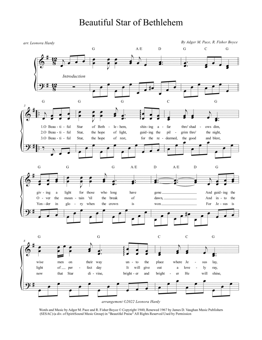 Beautiful Star Of Bethlehem (arr. Leonora Hardy)