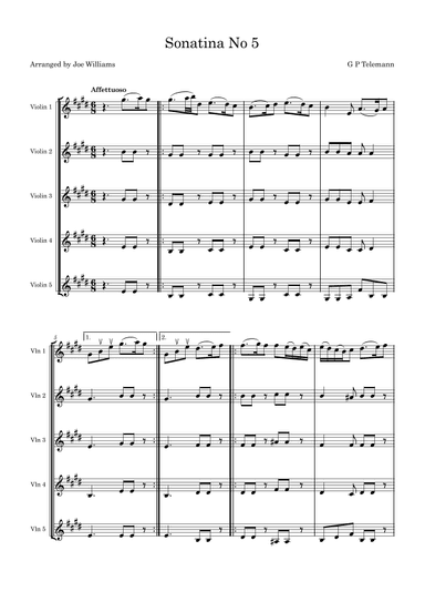 Violin Sonatina No 5 in E Major (arr. Joe Williams)