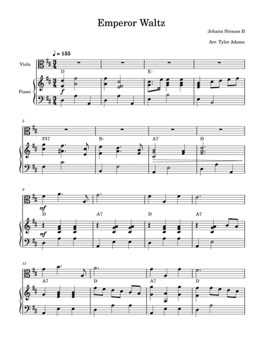 Emperor Waltz (Viola Solo and Piano) (arr. Tyler Adams)