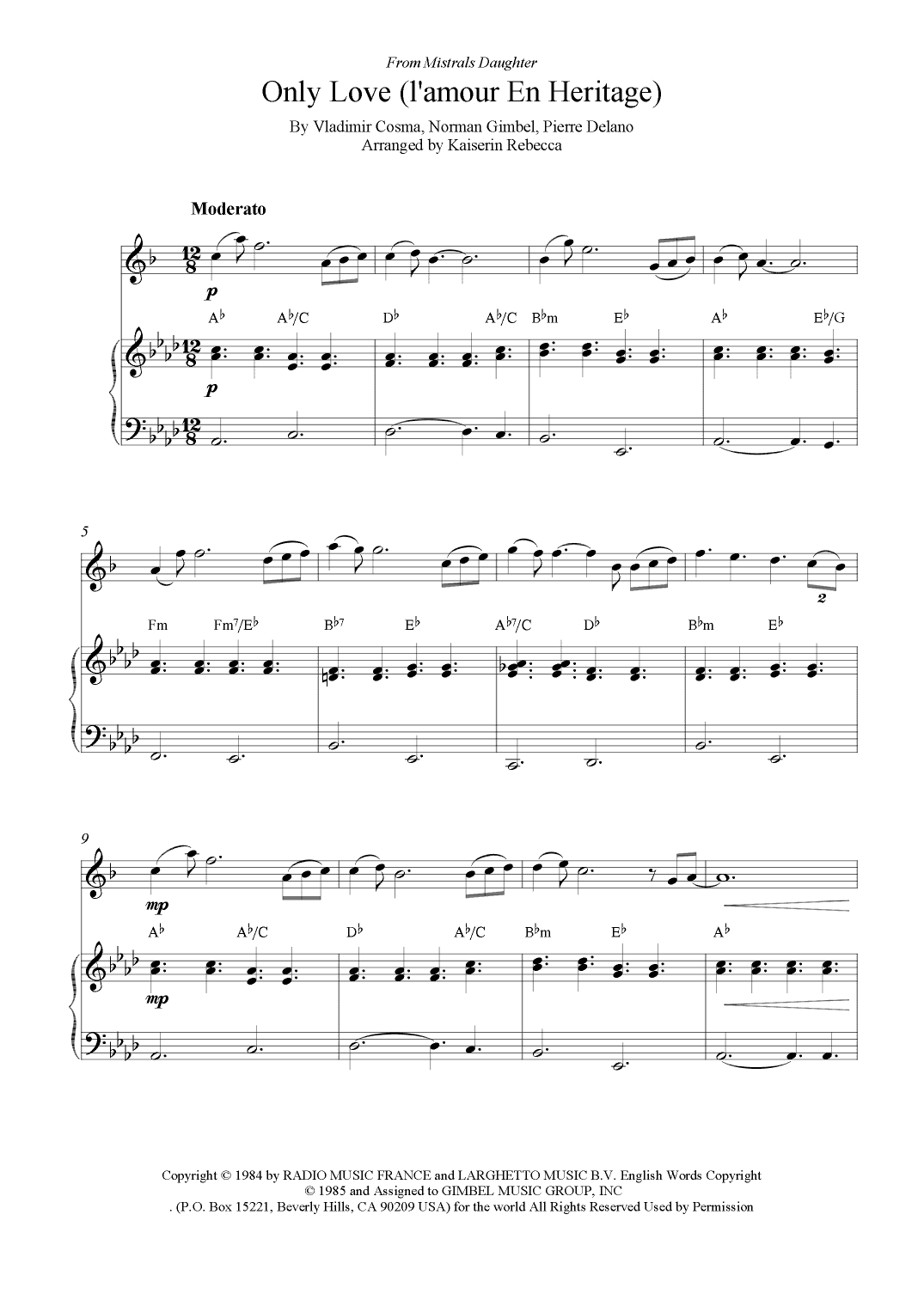 Only Love (l'amour En Heritage) (arr. Kaiserin Rebecca)
