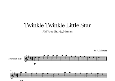W. A. Mozart - Twinkle Twinkle Little Star for Trumpet in Bb Solo (arr. Cadenza Editions)