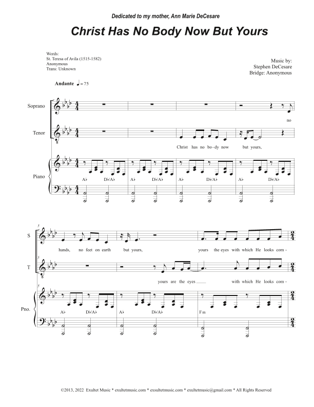 Christ Has No Body Now But Yours (Duet for Soprano and Tenor solo)