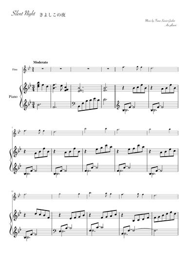"Silent Night" (Bdur) Flute & Piano (arr. pfkaori)