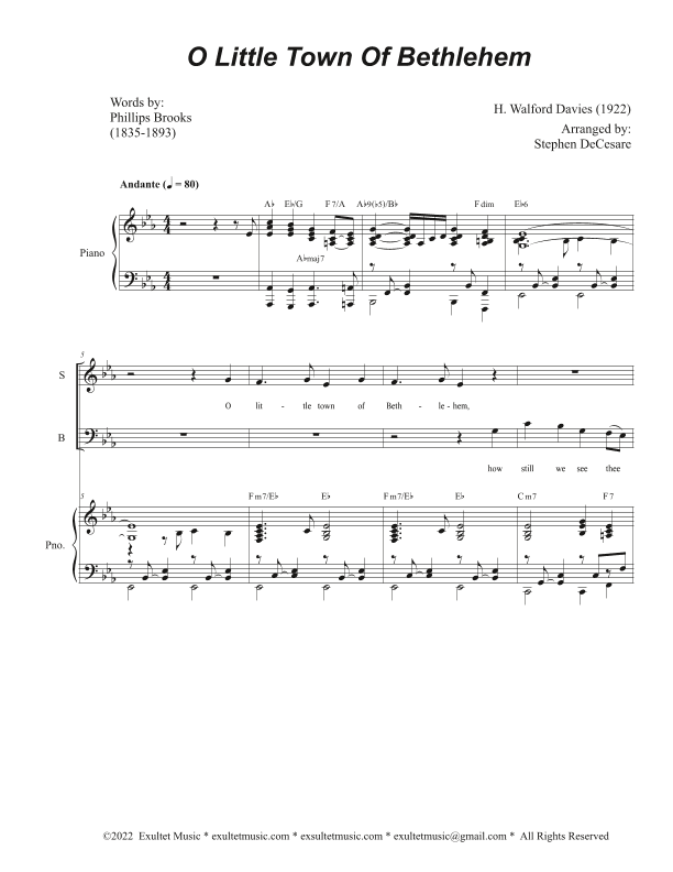 O Little Town Of Bethlehem (Vocal Trio - (SAB) (arr. Stephen DeCesare)