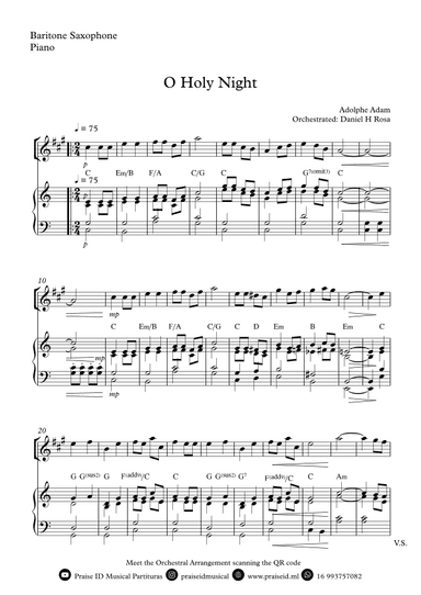 O Holy NIght - Christmas Carol - Baritone Saxophone and Piano (arr. Daniel H Rosa)