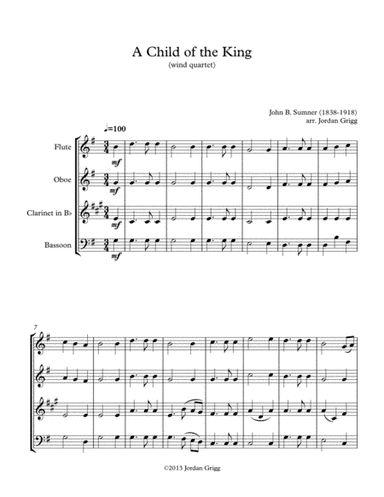 A Child of the King (wind quartet) (arr. Jordan Grigg)