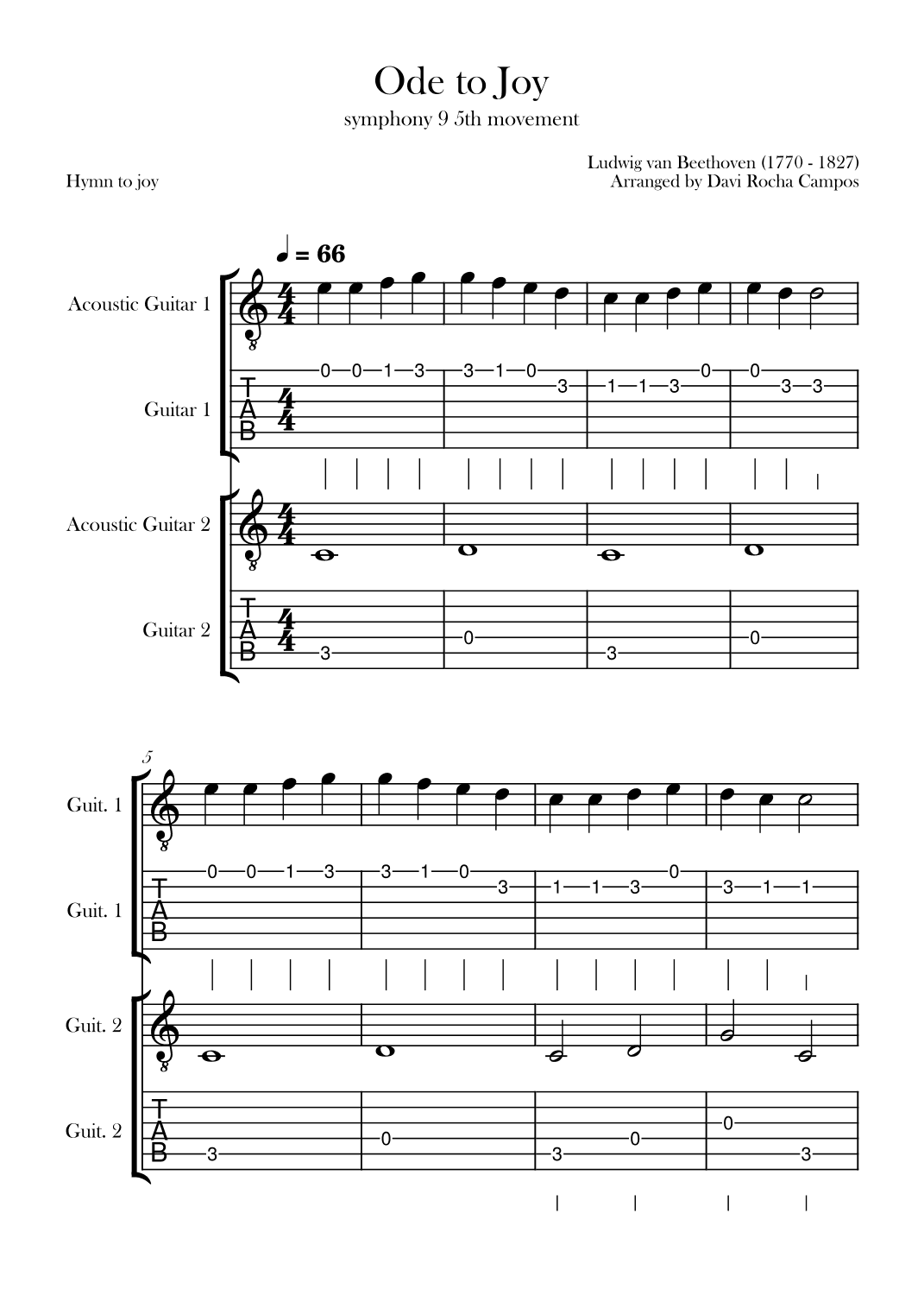 Ode To joy (Symphony 9 5th movement) (arr. Davi Rocha Campos)