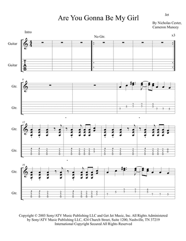 Are You Gonna Be My Girl (arr. The Real Boss Hos Publishing)