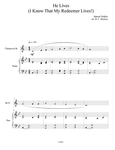 He Lives (Clarinet Solo with Piano Accompaniment) (arr. B. C. Dockery)