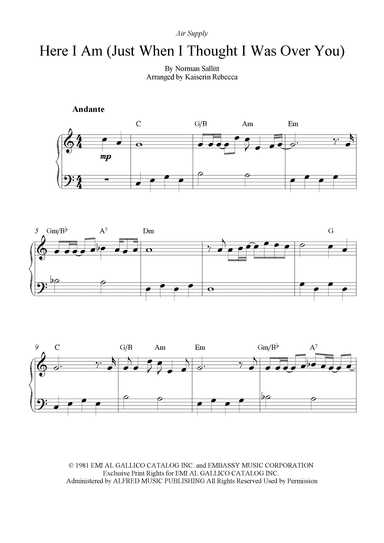 Here I Am (just When I Thought I Was Over You) (arr. Kaiserin Rebecca)